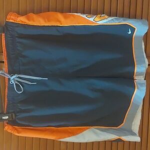 NIKE mens size XL swim shorts gray Orange white swimsuit lining